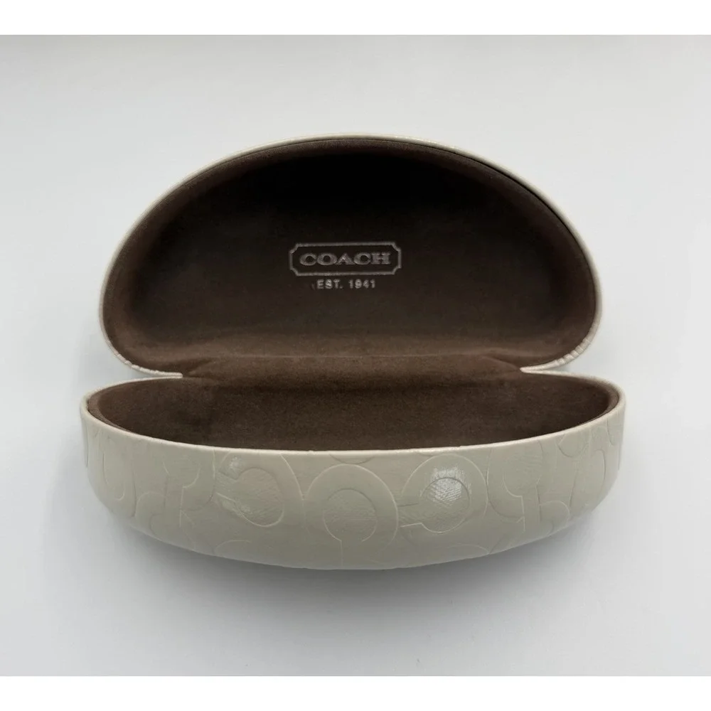 COACH Eyeglasses Sunglasses Hard Clamshell Case White w/ Signature 